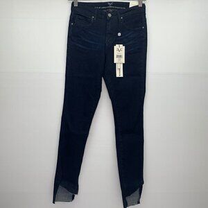 19V69 Skinny Jeans Size 24 Stretch Step Cut Raw Hem Dark Wash Giuliana N…
